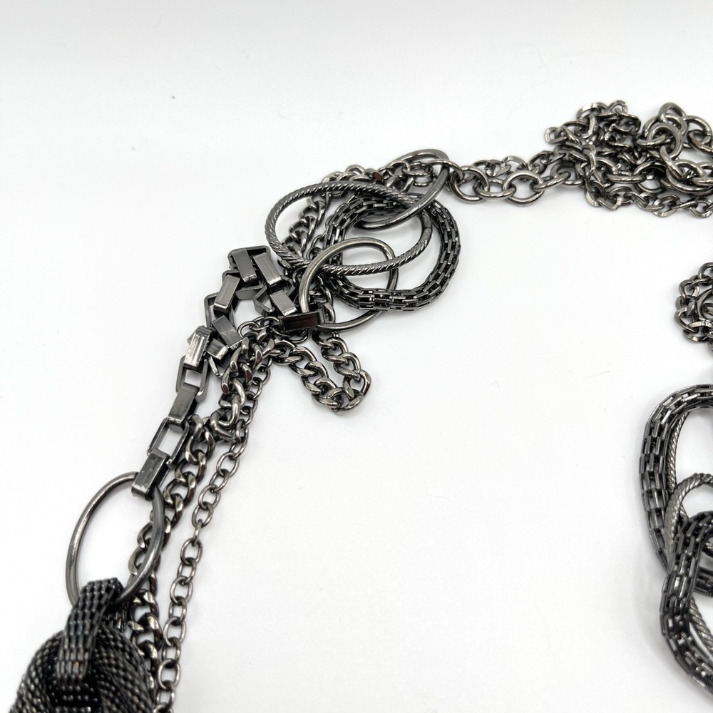 Premier Designs Gunmetal Multilayer Chain Necklace with Intricate Oval Links 36" - Picture 11 of 14